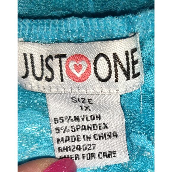 Vintage Y2K Turquoise Lace Tank Top Size 1X Camisole Stretchy Unlined Feminine - Picture 6 of 11